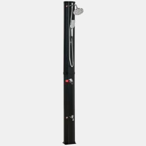 Outsunny Duche Solar Exterior 35 L Duche de Jardim com 2 Cabeças de Chuveiro Torneira e Água Quente 0-55? para Piscina Pátio Praia 17,5x14,5x216 cm Preto
