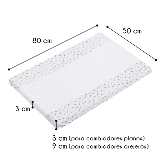 Capa têxtil para trocador de bebê 50x80 em turco branco absorvente (Grey Atlantis)