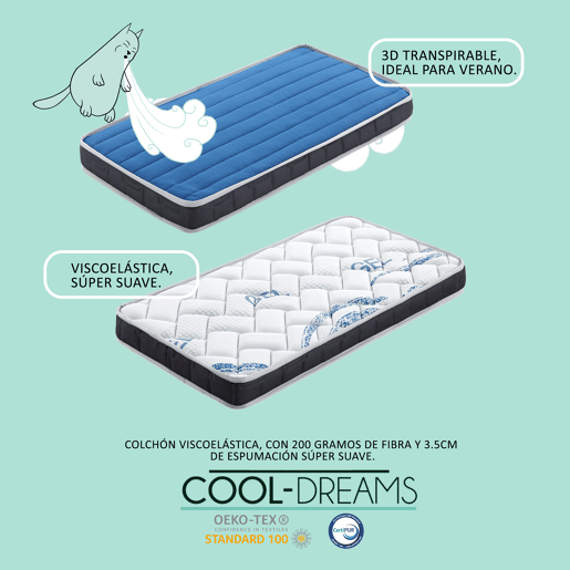 Colchão de bebé Berço Symphony 120x60 com lateral viscoelástica e tecido 3D respirável reduz o risco de asfixia + protector 100% impermeável