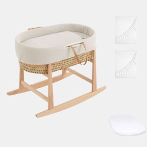 Moisés completo para bebê (roupa de algodão Gofre Renard + colchão perfurado + estrutura de balanço + brinde: 2 lençóis impermeáveis)