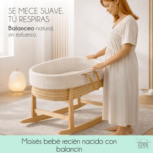 Moisés completo para bebê (roupa de algodão Gofre Renard + colchão perfurado + estrutura de balanço + brinde: 2 lençóis impermeáveis)