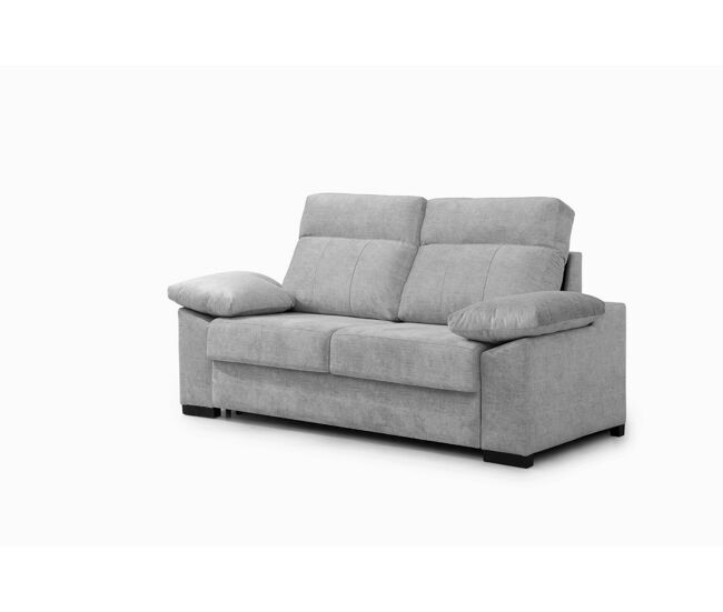 Sofa cama 3 plazas con colchón 140x190cm, sistema apertura italiana, color tapizado gris claro