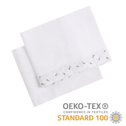 Lençol de berço 60x120 cm em algodão com certificado Oeko-Tex. Conjunto de lençol de berço, lençol adaptado e lençol de cima (Grey Atlantis)