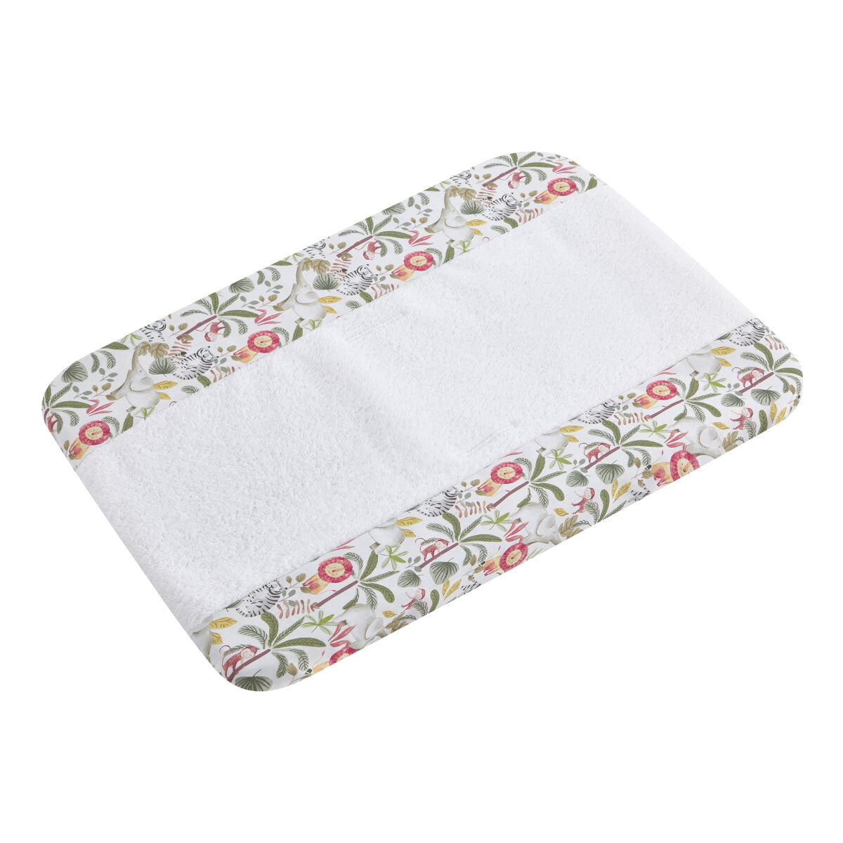 Funda cambiador bebé 50x80 de rizo blanco absorbente (safari jungle)