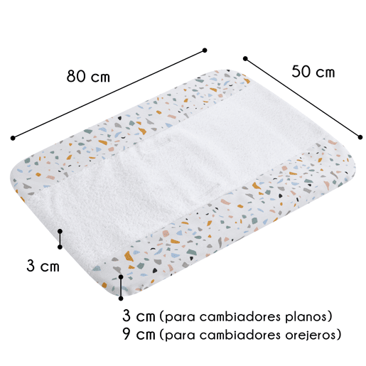 Capa têxtil para trocador de bebê 50x80 em turco branco absorvente (Zenith Granite)