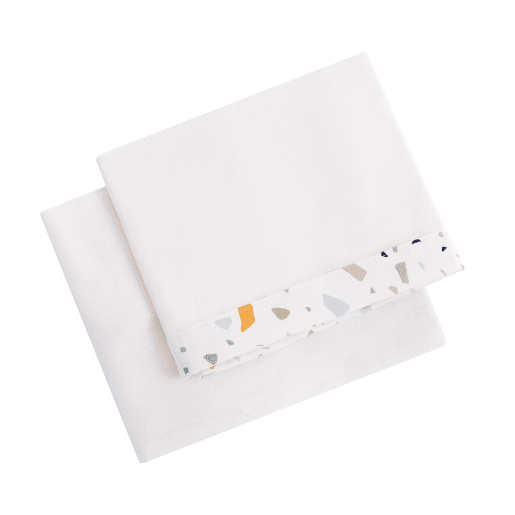 Lençol de berço 60x120 cm em algodão com certificado Oeko-Tex. Conjunto de lençol de berço, lençol adaptado e lençol de cima (Zenith Granite)