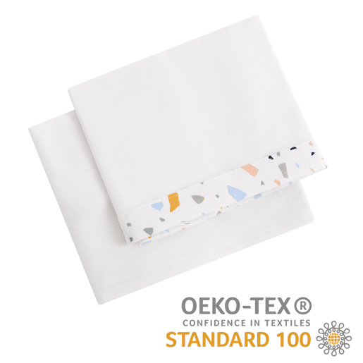 Lençol de berço 60x120 cm em algodão com certificado Oeko-Tex. Conjunto de lençol de berço, lençol adaptado e lençol de cima (Zenith Granite)