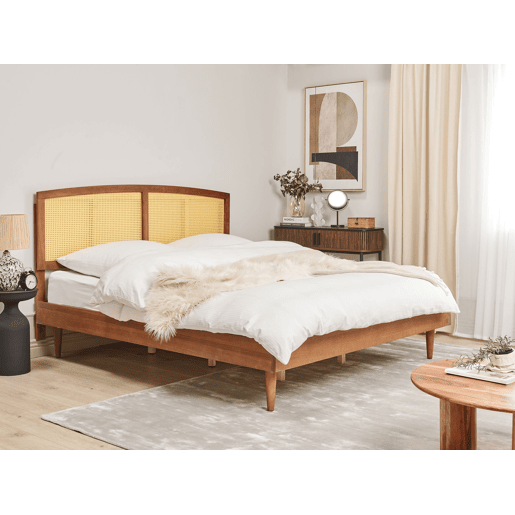 Cama Rattan VARZY 180 x 200 cm Castanho