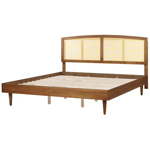 Cama Rattan VARZY 180 x 200 cm Castanho