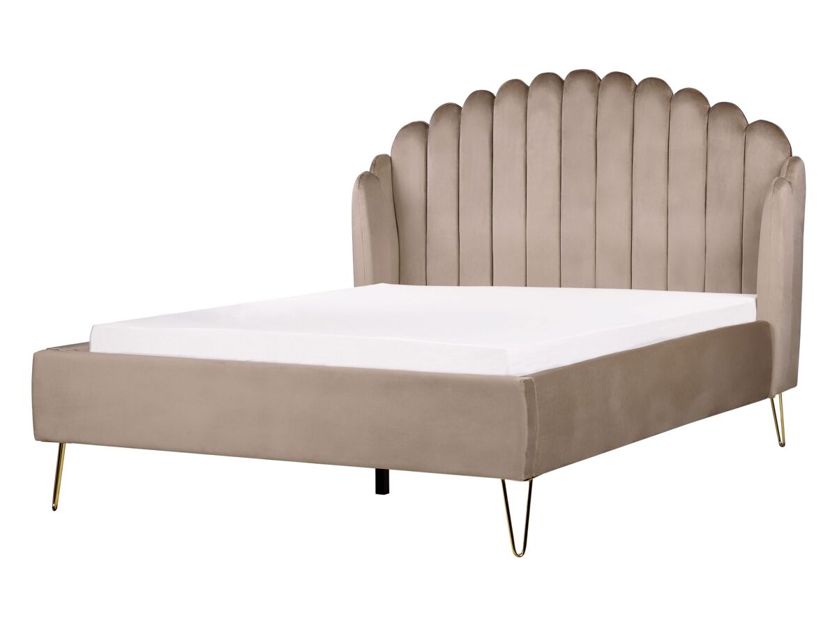 Beliani Cama Terciopelo AMBILLOU 157x214 Gris Oscuro