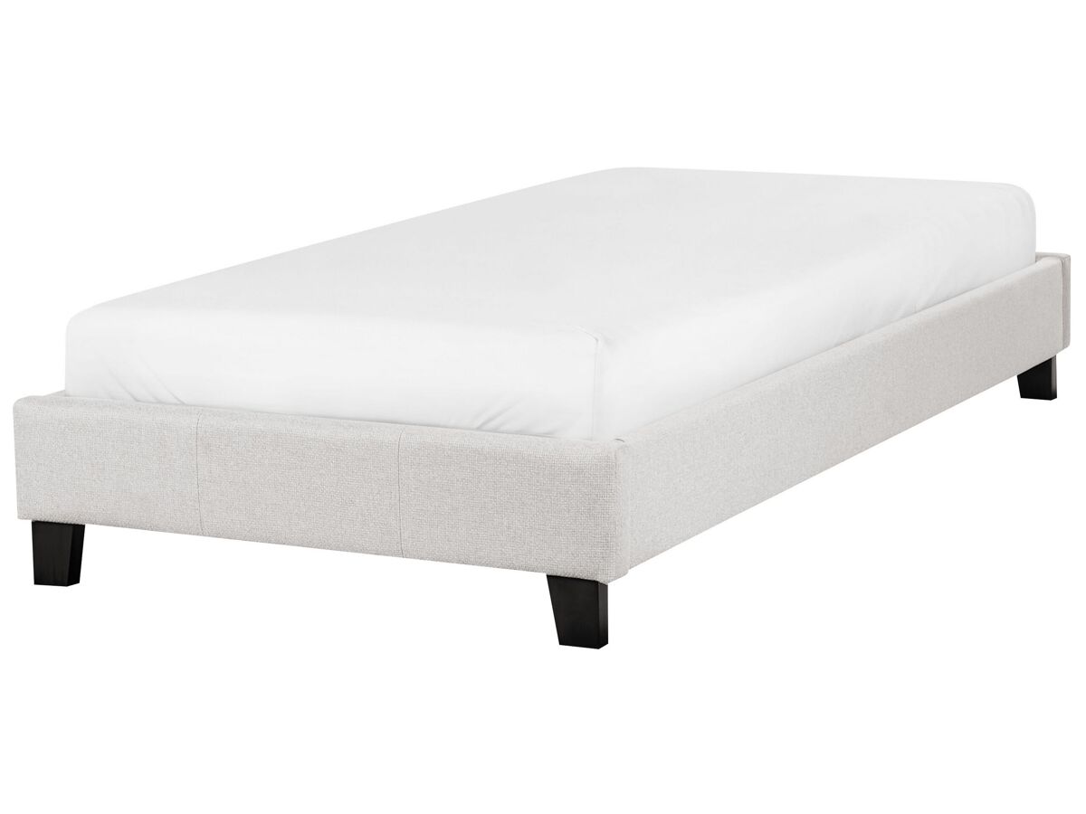 Beliani Cama sin cabecero Poliéster ROANNE 100x213 Gris Claro
