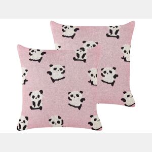 Conjunto de 2 almofadas decorativas TALOKAN Algodão 45 x 45 cm Rosa