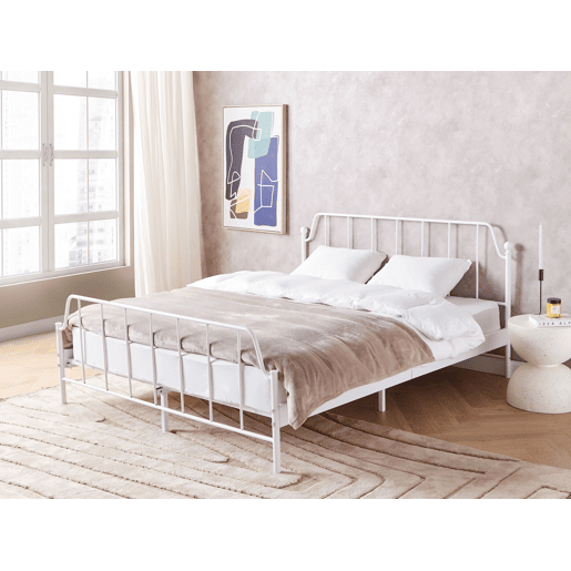 Cama Metal MAURESSAC 160 x 200 cm Branco