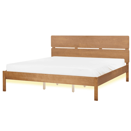 Cama com LED Madeira BOISSET 180 x 200 cm Castanho escuro