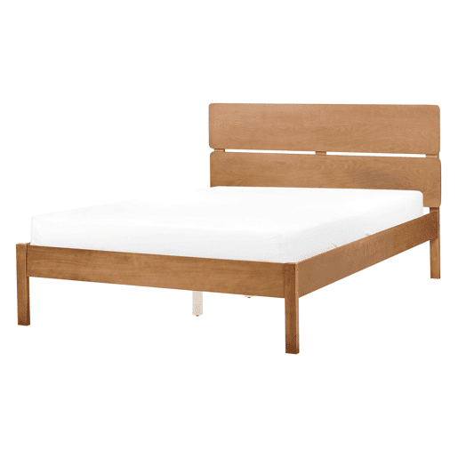 Cama com LED Madeira BOISSET 140 x 200 cm Castanho escuro