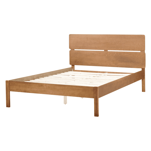Cama com LED Madeira BOISSET 140 x 200 cm Castanho escuro