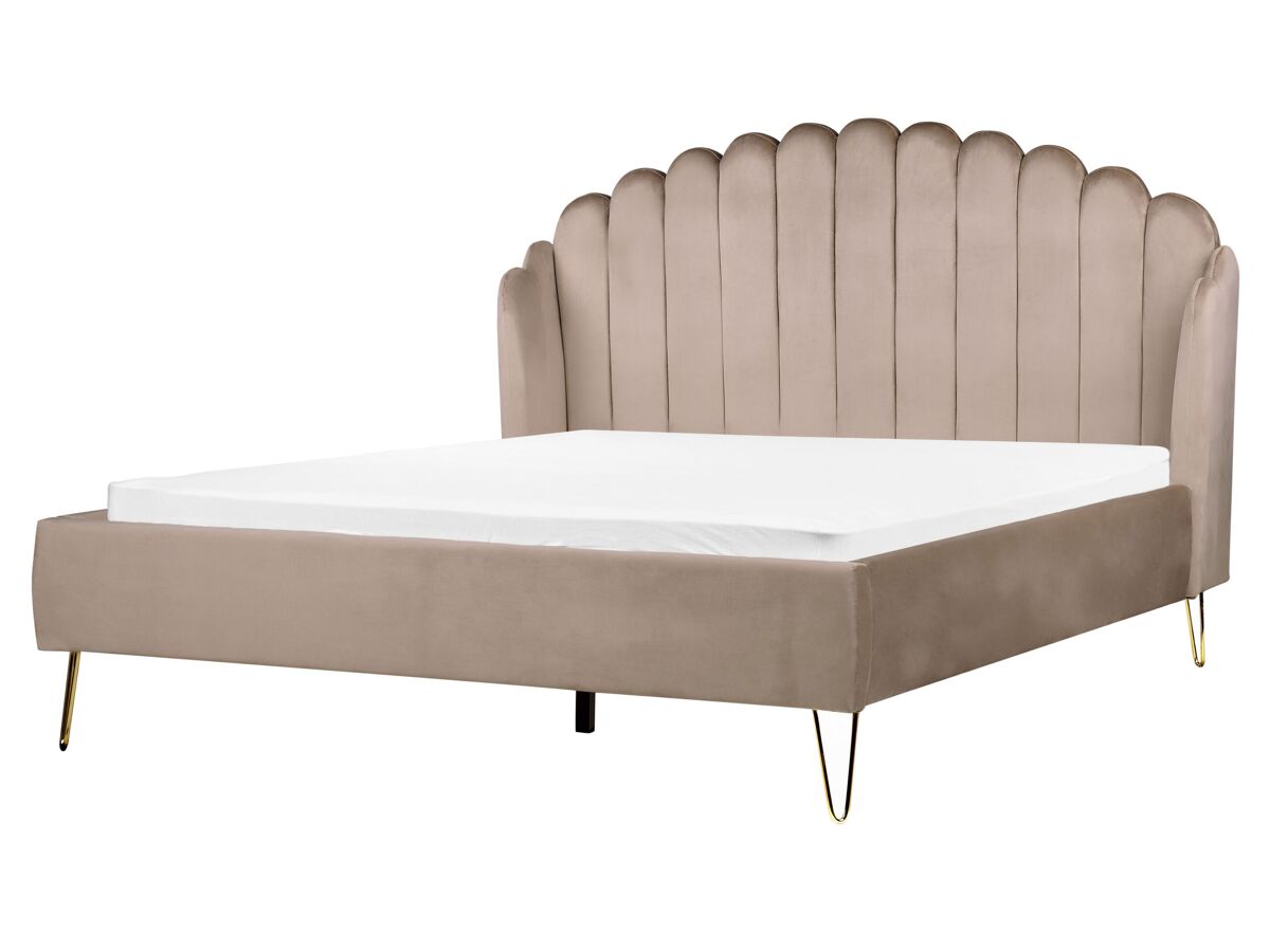 Beliani Cama Terciopelo AMBILLOU 177x214 Gris Oscuro
