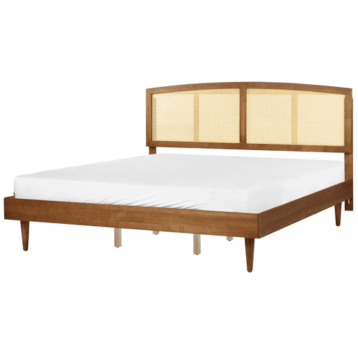 Cama com LED Rattan VARZY 180 x 200 cm Castanho