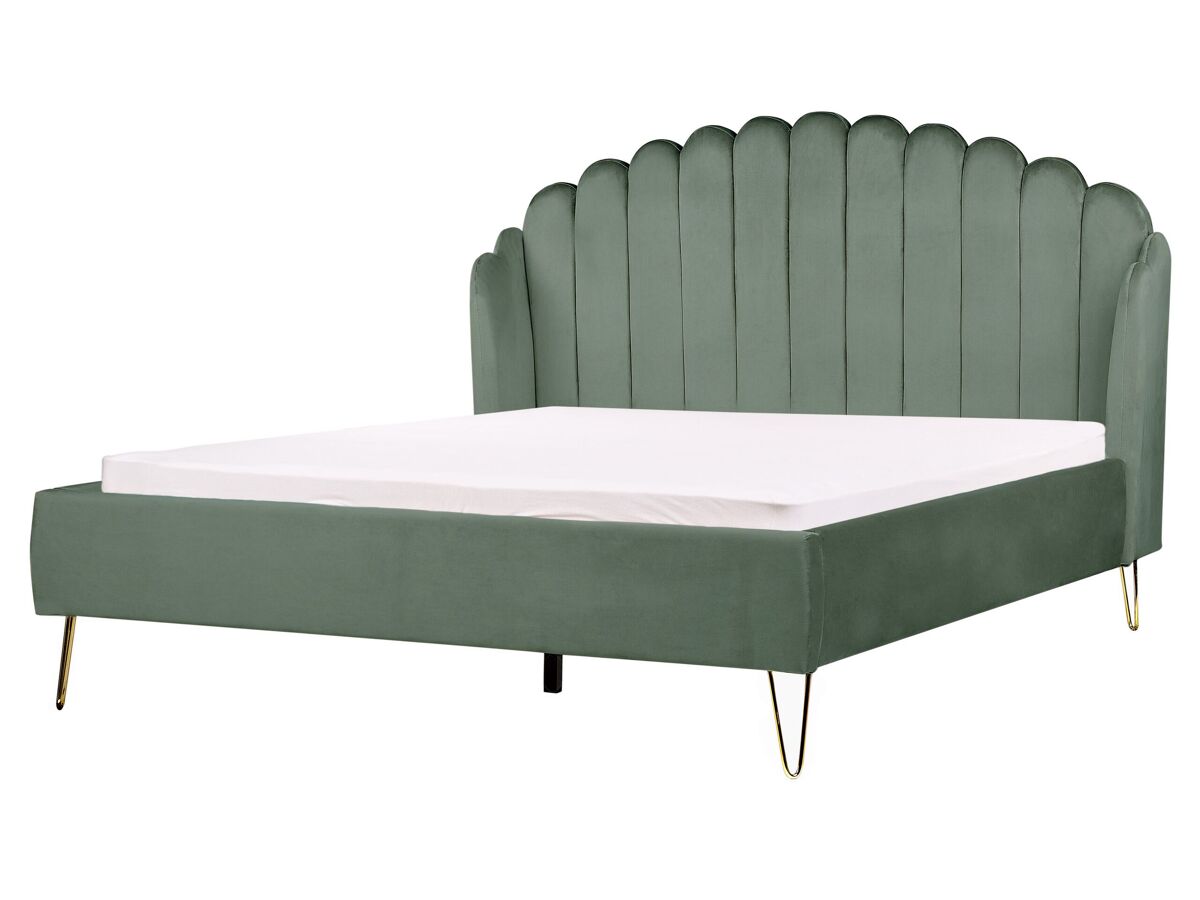 Beliani Cama Terciopelo AMBILLOU 177x214 Verde