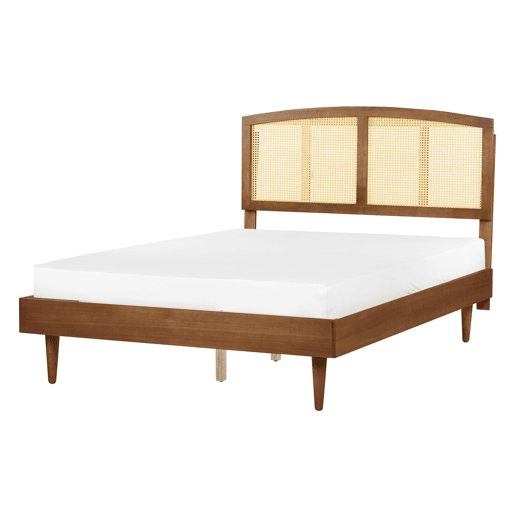 Cama com LED Rattan VARZY 140 x 200 cm Castanho