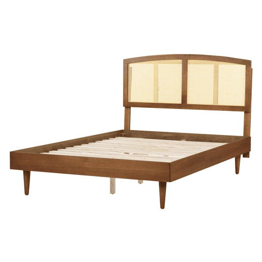 Cama com LED Rattan VARZY 140 x 200 cm Castanho