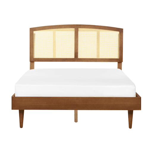 Cama com LED Rattan VARZY 140 x 200 cm Castanho