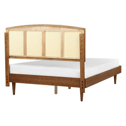 Cama com LED Rattan VARZY 140 x 200 cm Castanho