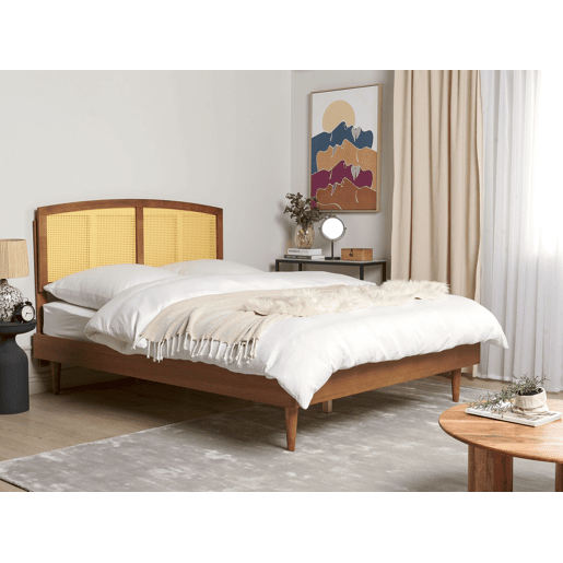 Cama Rattan VARZY 160 x 200 cm Castanho
