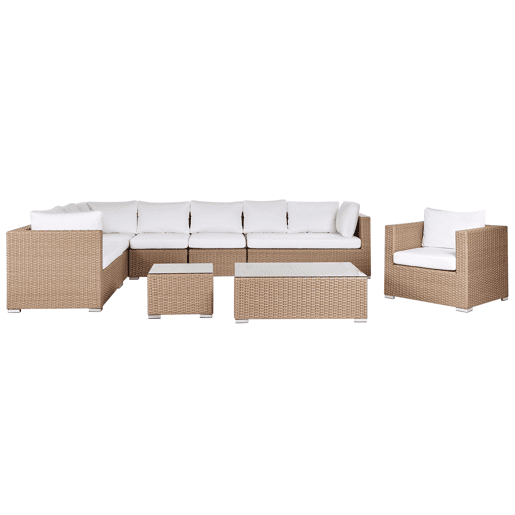 Conjunto de jardim com mesa 8 lugares XXL à direita Cor de areia