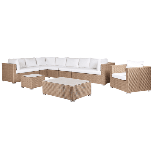Conjunto de jardim com mesa 8 lugares XXL à direita Cor de areia