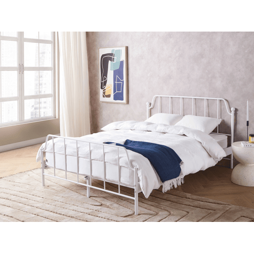 Cama Metal MAURESSAC 140 x 200 cm Branco