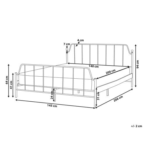 Cama Metal MAURESSAC 140 x 200 cm Branco