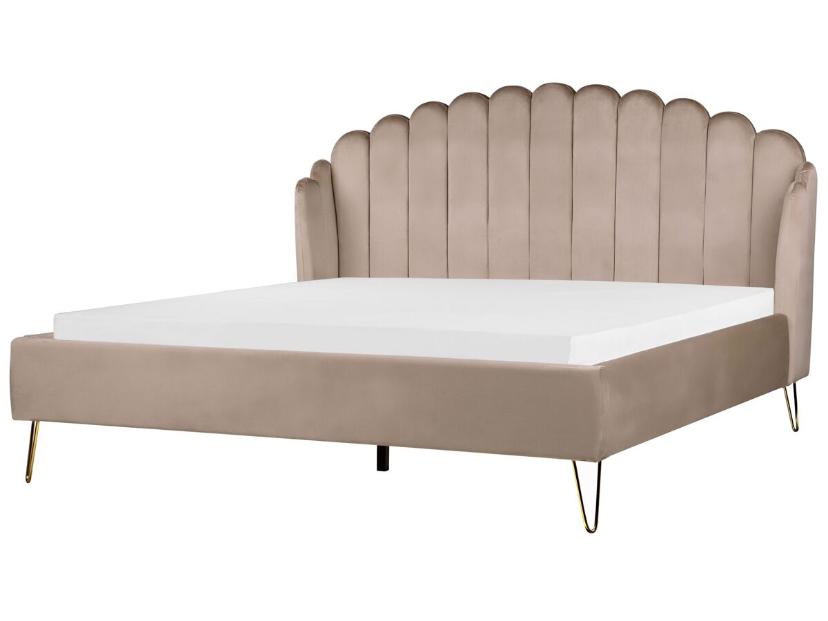 Beliani Cama Terciopelo AMBILLOU 197x214 Gris Oscuro