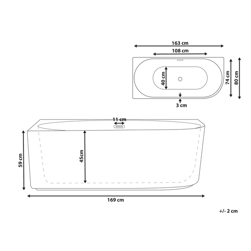 Banheira GOCTA à direita 1700 x 780 mm Branco