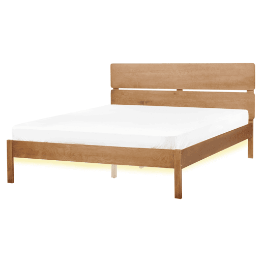 Cama com LED Madeira BOISSET 160 x 200 cm Castanho escuro