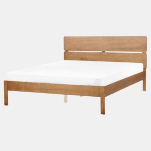 Cama com LED Madeira BOISSET 160 x 200 cm Castanho escuro