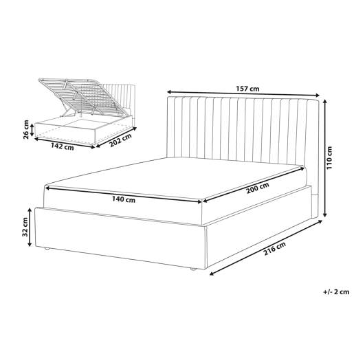 Cama baú Tecido VION 140 x 200 cm Creme Cama baú Tecido VION 140 x 200 cm Creme