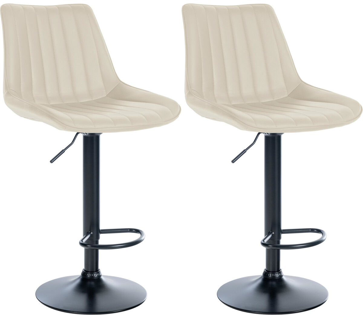 Juego de 2 taburetes de bar toni en polipiel simil cuero crema 50x49.5x91 cm