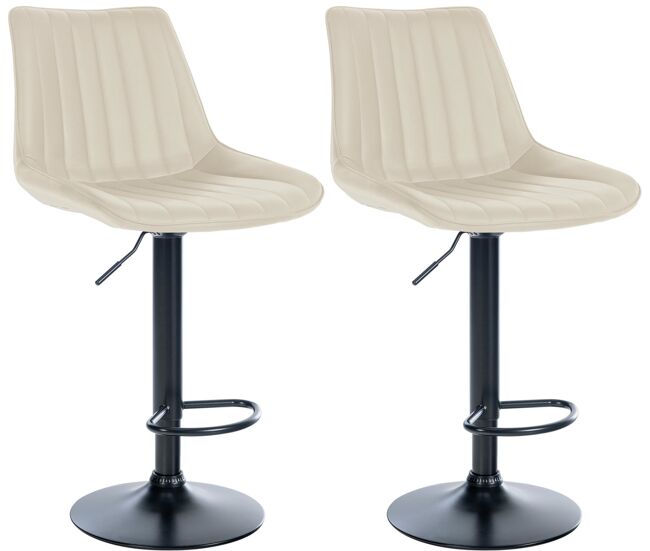Juego de 2 taburetes de bar toni en polipiel simil cuero crema 50x49.5x91 cm