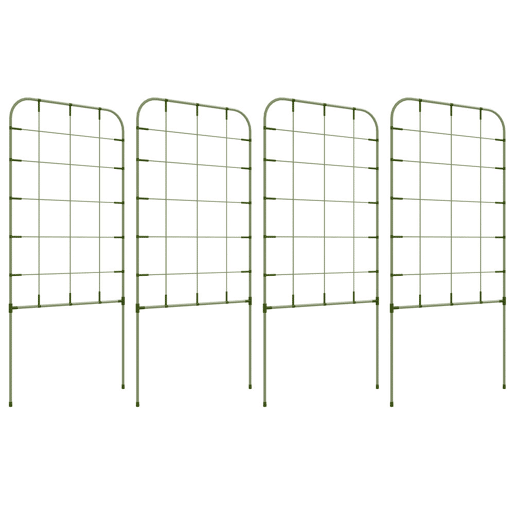Outsunny Conjunto de 4 Treliças de Jardim Suportes para Plantas Trepadeiras com Estrutura de Aço para Frutas Vegetais Flores 40x90 cm Verde
