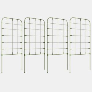 Outsunny Conjunto de 4 Treliças de Jardim Suportes para Plantas Trepadeiras com Estrutura de Aço para Frutas Vegetais Flores 40x90 cm Verde