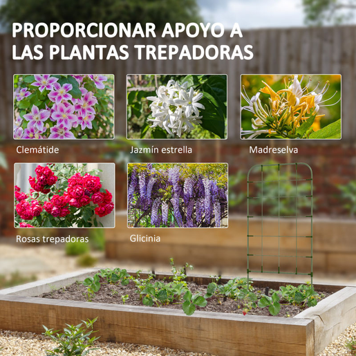 Outsunny Conjunto de 4 Treliças de Jardim Suportes para Plantas Trepadeiras com Estrutura de Aço para Frutas Vegetais Flores 40x90 cm Verde