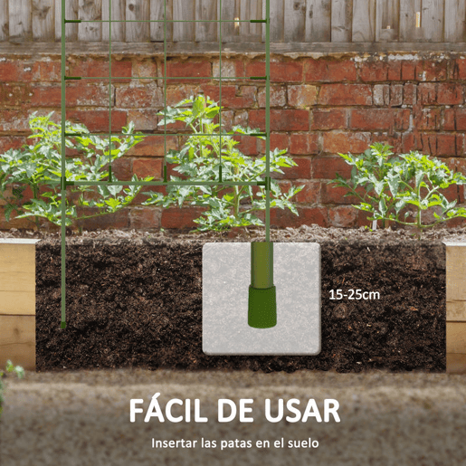 Outsunny Conjunto de 4 Treliças de Jardim Suportes para Plantas Trepadeiras com Estrutura de Aço para Frutas Vegetais Flores 40x90 cm Verde