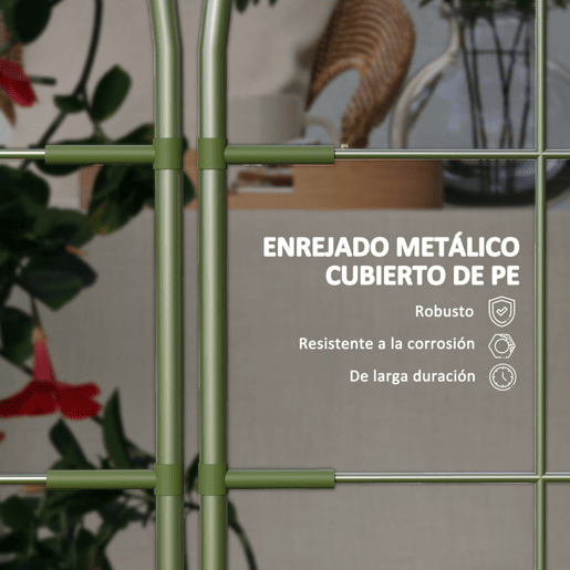 Outsunny Conjunto de 4 Treliças de Jardim Suportes para Plantas Trepadeiras com Estrutura de Aço para Frutas Vegetais Flores 40x90 cm Verde