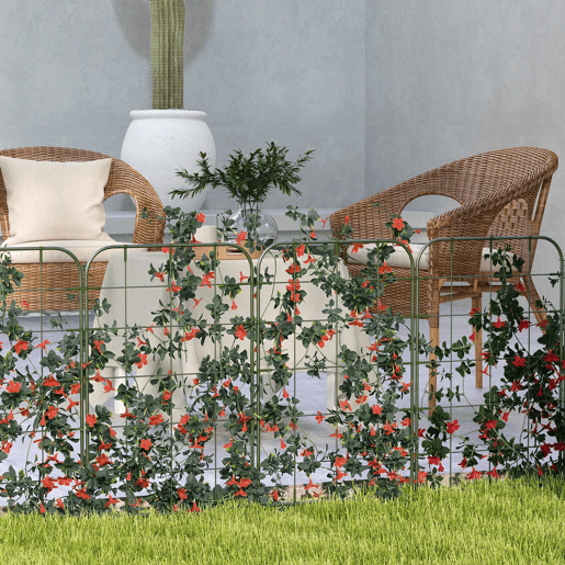 Outsunny Conjunto de 4 Treliças de Jardim Suportes para Plantas Trepadeiras com Estrutura de Aço para Frutas Vegetais Flores 40x90 cm Verde