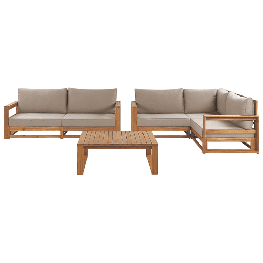 Conjunto de jardim com mesa 4 lugares TIMOR Madeira de Acácia certificada Castanho claro