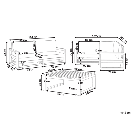Conjunto de jardim com mesa 4 lugares TIMOR Madeira de Acácia certificada Castanho claro