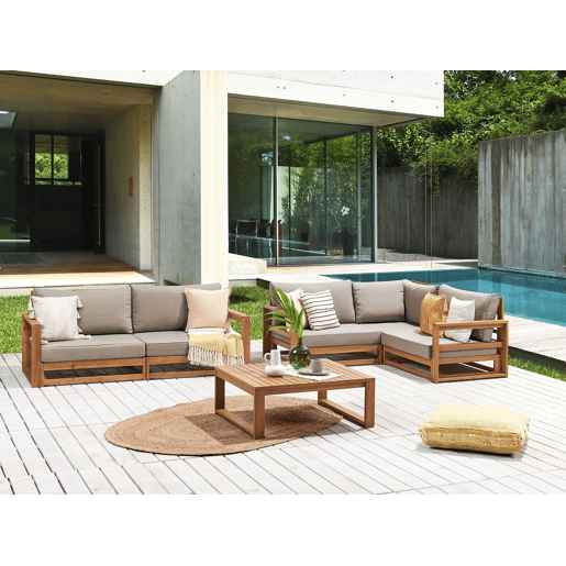 Conjunto de jardim com mesa 4 lugares TIMOR Madeira de Acácia certificada Castanho claro