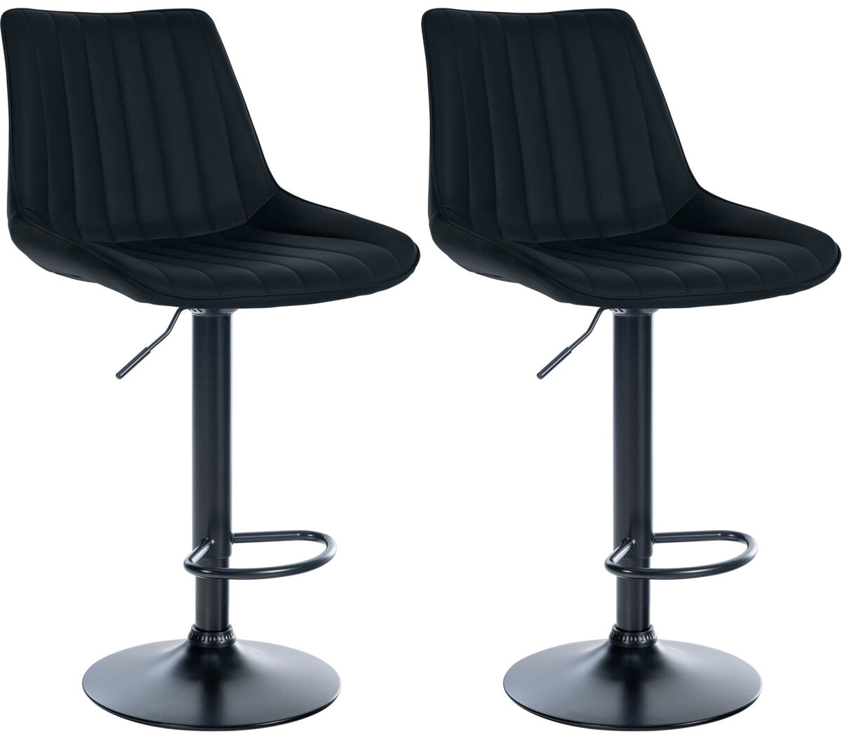 Juego de 2 taburetes de bar toni en polipiel simil cuero negro 50x49.5x91 cm