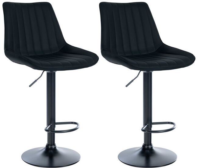 Juego de 2 taburetes de bar toni en polipiel simil cuero negro 50x49.5x91 cm